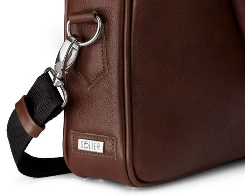 Genuine leather laptop bag Solier SL22 Kingston dark brown