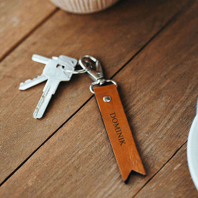 Personalised leather key ring Solier SA28 vintage brown