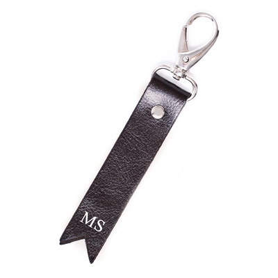 Personalised leather key ring Solier SA28 black