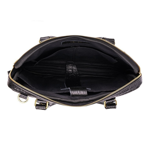 Genuine leather woman's laptop bag 13,3'' FL26 Alcamo black with snake pattern