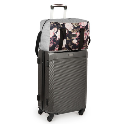 Carry-on bag Solier STB01 40x25x20 LIGHT GREY+ ROSES