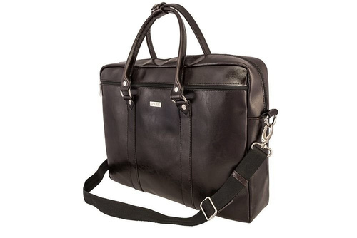 Dark brown leather shoulder laptop bag KILBRIDGE