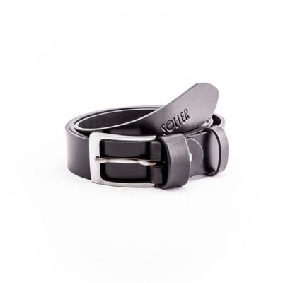 Elegant black leather belt SOLIER SB11