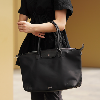 Nylonowa Torba damska shopper Solier FB48 Lestia granatowa