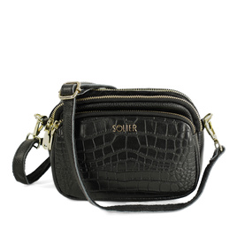 Skórzana torebka damska crossbody Solier FL59 AMORIA czarna