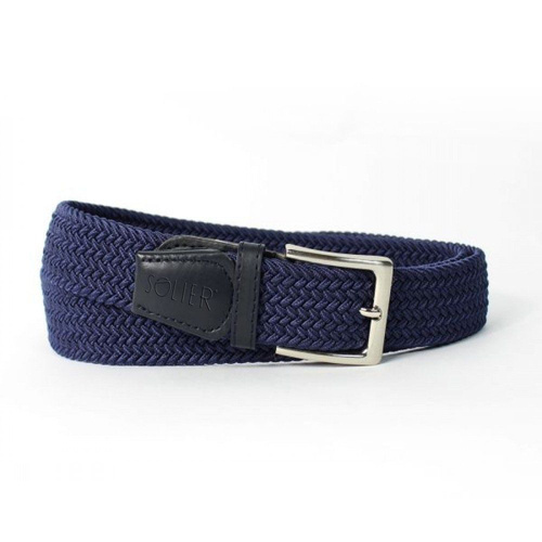 Elegant, woven belt for man SOLIER SB08 navy