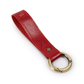 Personalised leather key ring Solier SA63 red