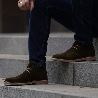 Men's stylish leather Chukka shoes / boots M 400ES