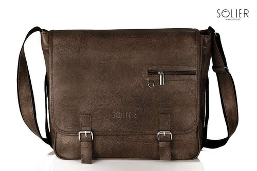 Brown shoulder laptop bag Solier S12