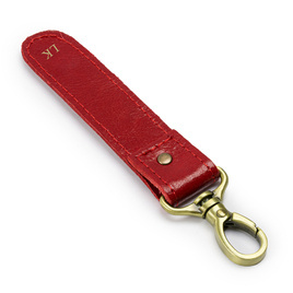 Personalised leather key ring Solier SA64 red