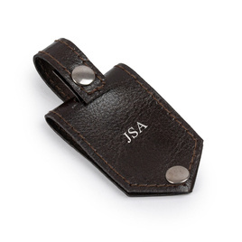 Personalised leather key ring Solier SA60 dark brown