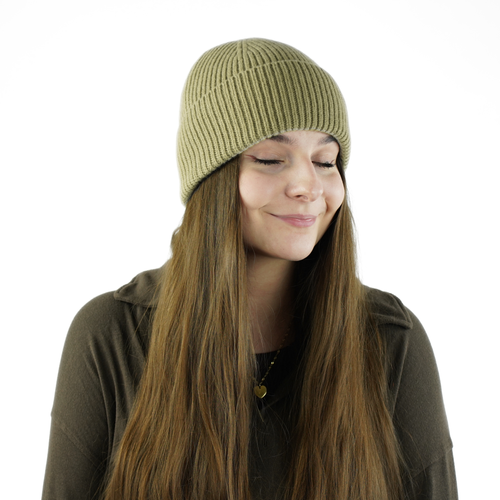 Wełniana czapka 100% wełny MERIN - khaki