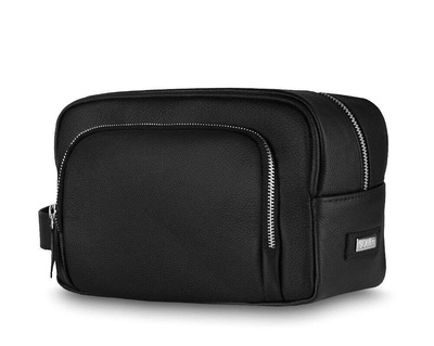 Elegant genuine leather men's beauty bag SK04 SOLIER black