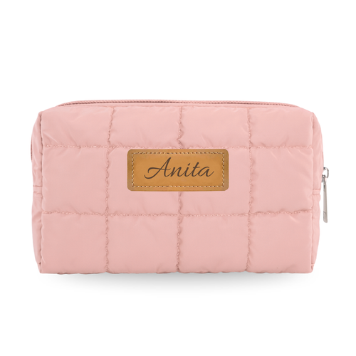Personalizowana pikowana kosmetyczka - jasny róż
