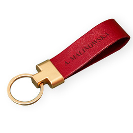 Personalised leather key ring Solier SA29 red