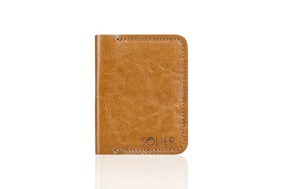 Slim leather men's wallet SOLIER SW11 SLIM LIGHT BROWN