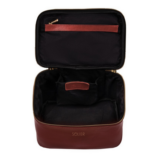 Elegant genuine leather women's beauty bag FK01 Solier red