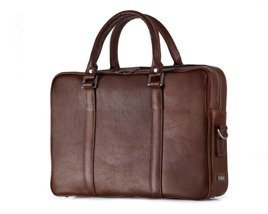 Vegetable tanned laptop bag Solier SL25 Harvey dark brown