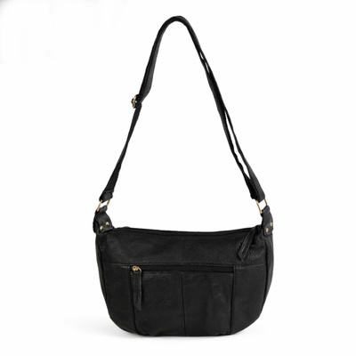 Genuine leather woman's laptop bag FL25 black with snake pattern