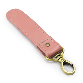 Personalised leather key ring Solier SA64 pink