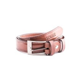 Elegant light brown leather belt SOLIER SB09