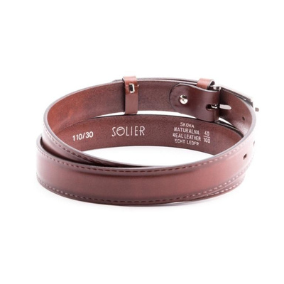 Elegant dark brown leather belt SOLIER SB09