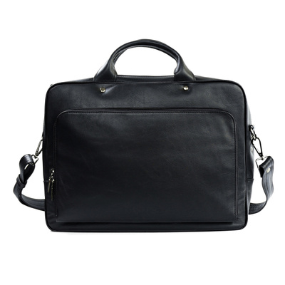 Black leather shoulder laptop bag Solier Rothen SL30 
