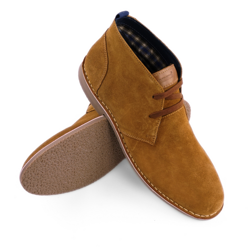 Men's stylish leather Chukka shoes / boots dark brown M467DBS