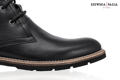 Klasyczne skórzane buty męskie Chukka czarne