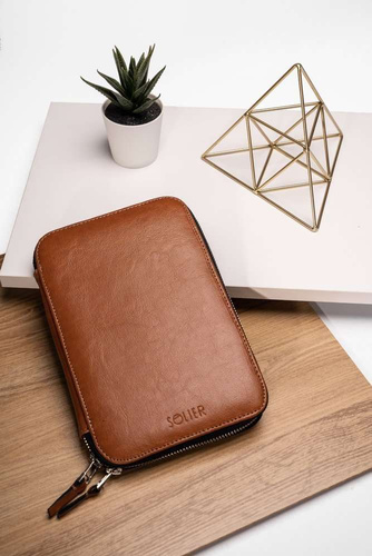 Genuine leather organiser Solier SA38 camel