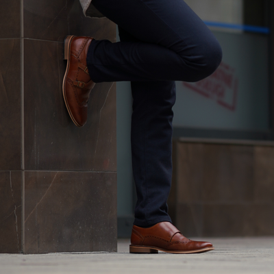 Men's stylish leather Chukka shoes / boots dark brown M467DBS