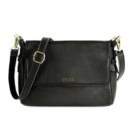 Genuine leather woman's laptop bag FL25 black with snake pattern