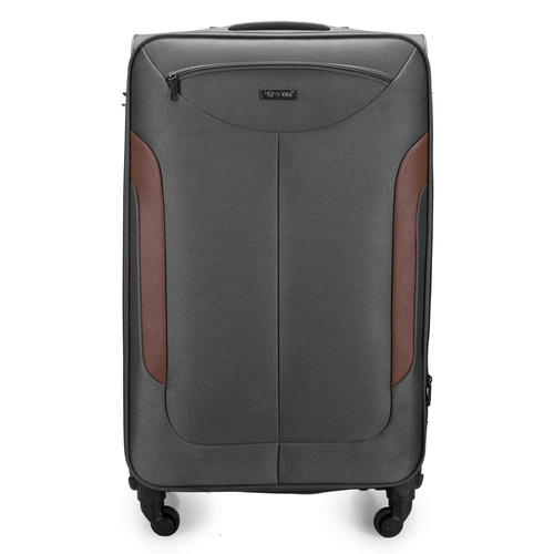 Soft luggage set Solier STL1801 dark grey-brown