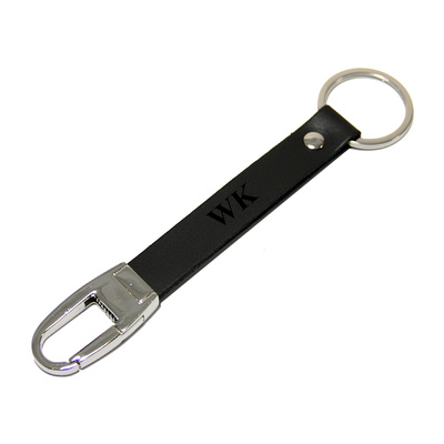 Personalised leather key ring Solier SA32 black mat