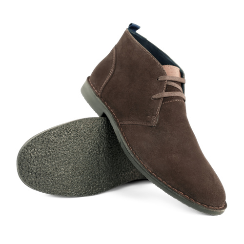 Men's stylish leather Chukka shoes / boots dark brown M467DBS