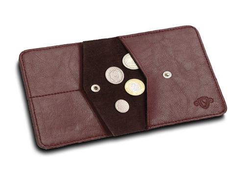 Slim leather men's wallet with coin holder SOLIER SW15 SLIM BROWN