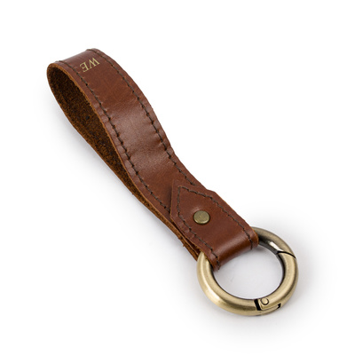 Personalised leather key ring Solier SA63 brown