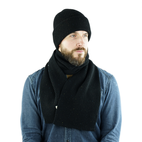 Ciepły wełniany szalik 100% wełny NORDIS czarny