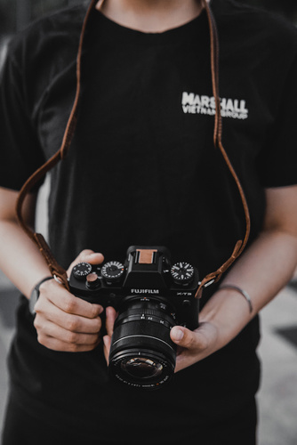 Personalised camera neck strap straight SA49 brown vintage