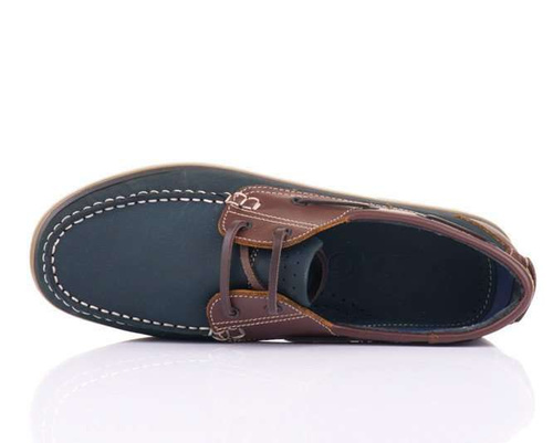 Men's leather moccasins navy blue M551CN