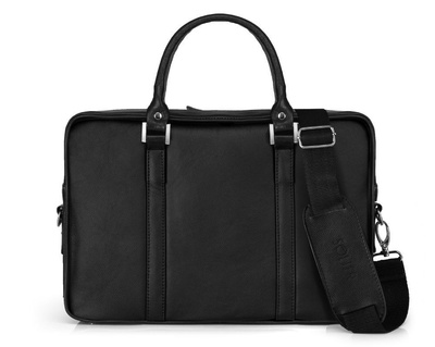 Genuine leather laptop bag Solier SL25 Harvey black