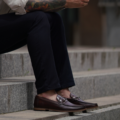 Men's stylish leather Chukka shoes / boots dark brown M467DBS