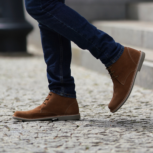 Men's stylish leather Chukka shoes / boots dark brown M467DBS