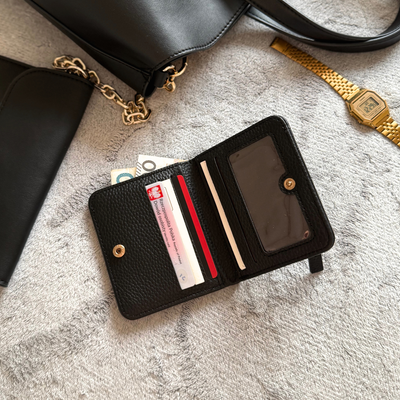 Skórzany elegancki portfel damski Solier SW51 czarny