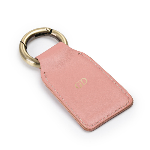 Personalised leather key ring Solier SA61 pink