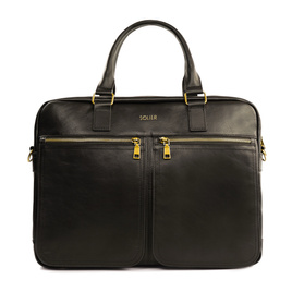 Brown leather shoulder laptop bag SL01 DUNDEE