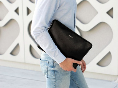 Genuine leather laptop case 15' Solier SA23A Black