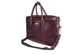 Burgundy leather shoulder laptop bag KILBRIDGE