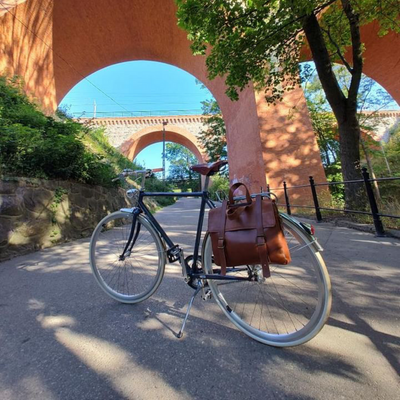 Genuine leather bicycle bag SR03 green