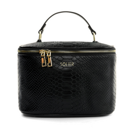 Elegant genuine leather women's beauty bag FK01 Solier black snake